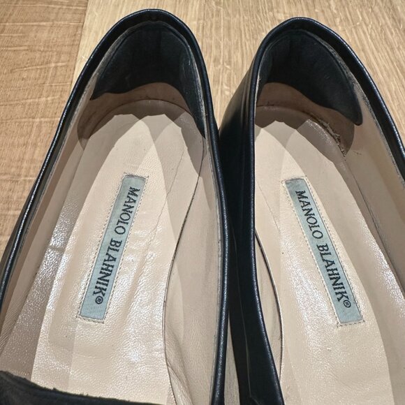 Manolo Blahnik Black Leather Classic Loafer Sz. 38.5 - Picture 5 of 6